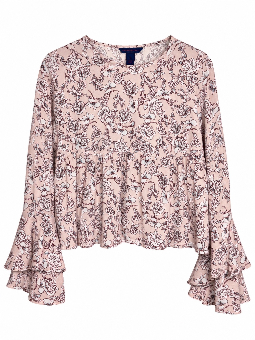 Aeropostale Women’s Floral Bell Sleeve Blouse Size Large Boho